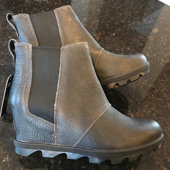 New Sorel Joan of Arctic Wedge II Chelsea Boots, Charcoal Grey Ankle Booties - Picture 14 of 16